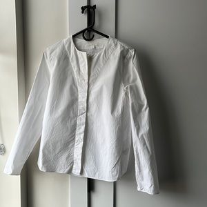 COS 100% Cotton White Shirt With Hidden Button Placket